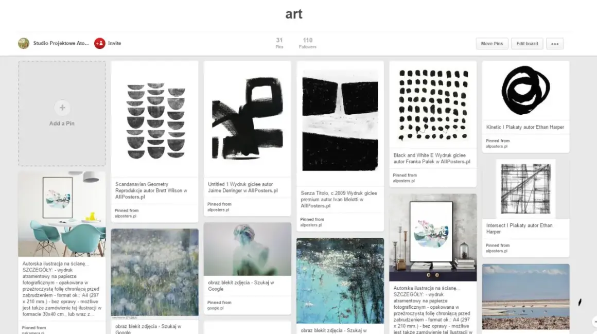 Moodboard co to? Inspiracje artystyczne: abstrakcje, grafiki, ilustracje.
