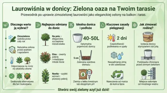 Laurowiśnia w donicy na balkonie i tarasie - jak ją prowadzić?